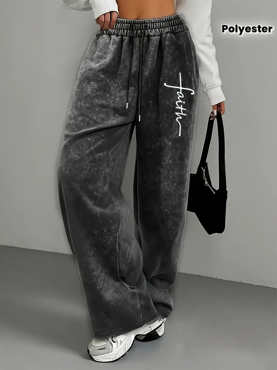 Women's Vintage Washed Graphic Drawstring Straight-Leg Pants