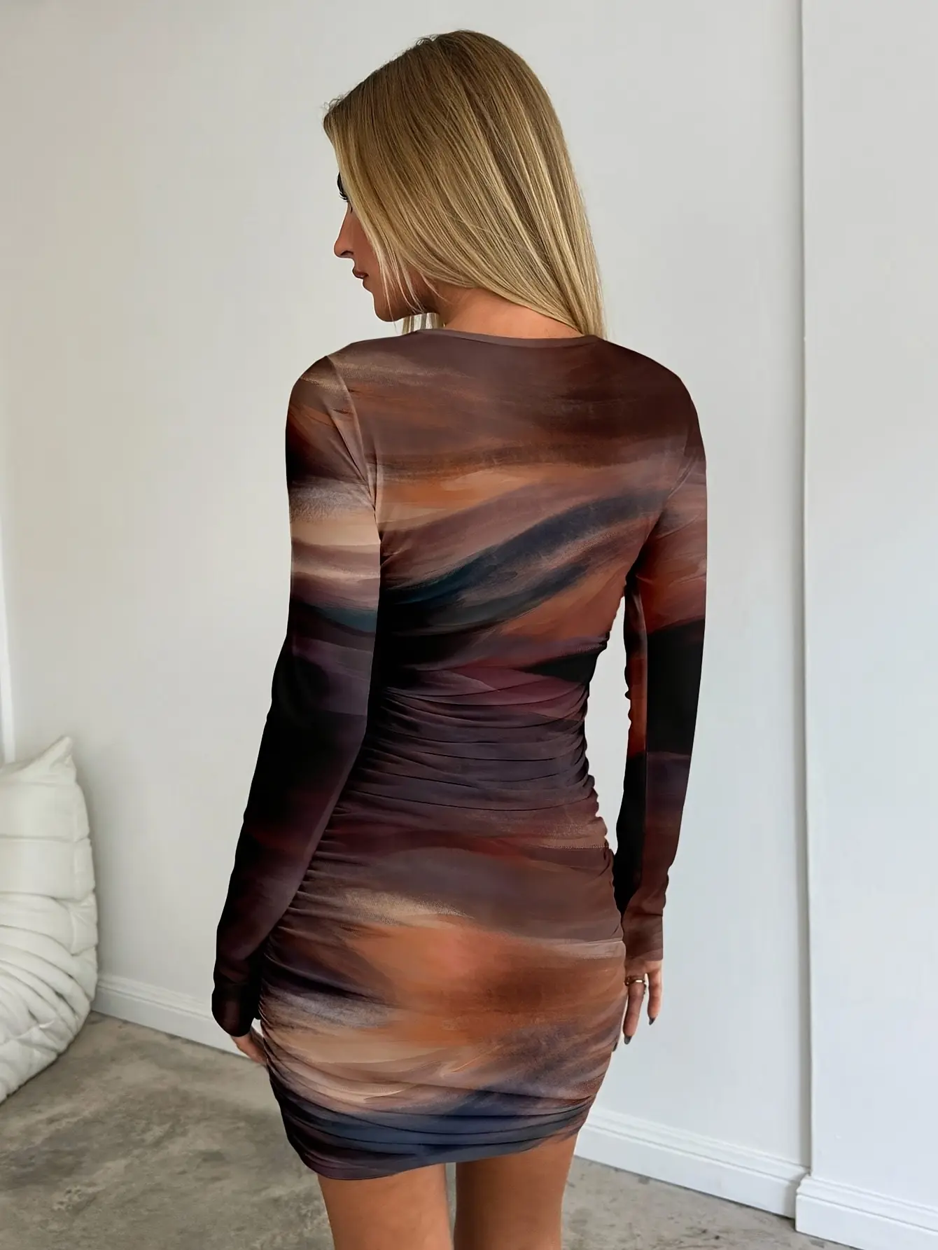 Women’s Tie-Dye Lace Mesh Bodycon Mini Dress gallery view