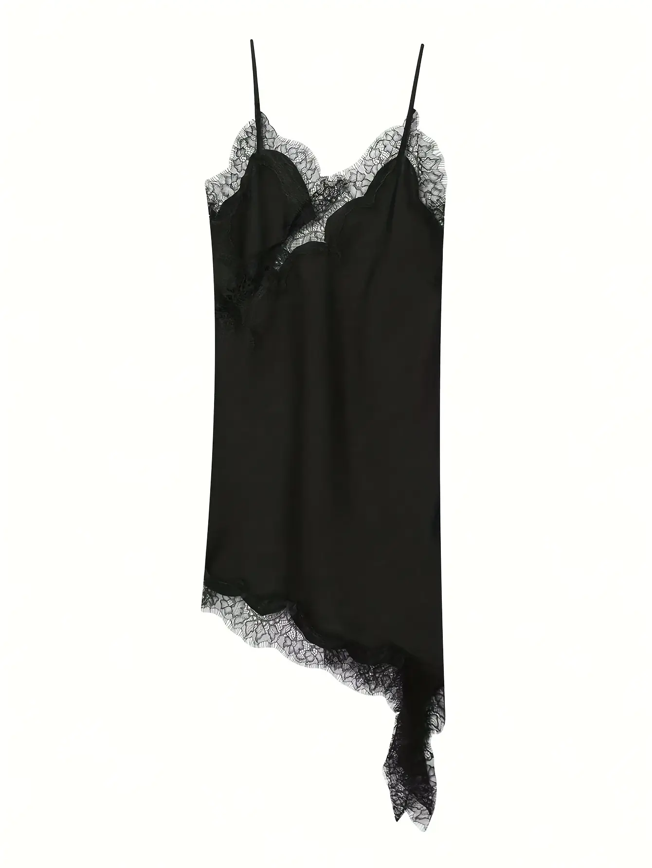Women’s Ivory Asymmetric Lace Ruffle Mini Dress gallery view