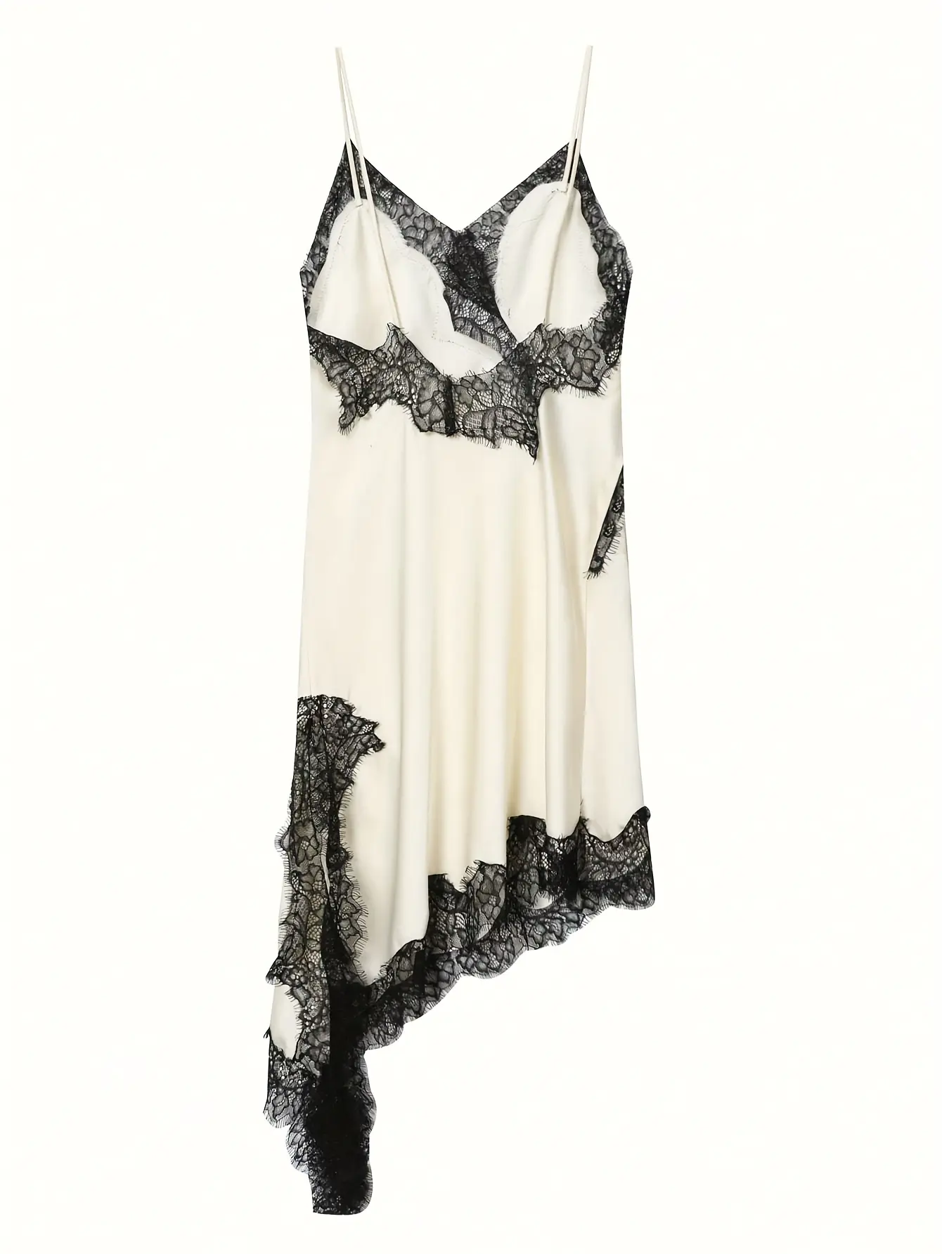 Women’s Ivory Asymmetric Lace Ruffle Mini Dress gallery view