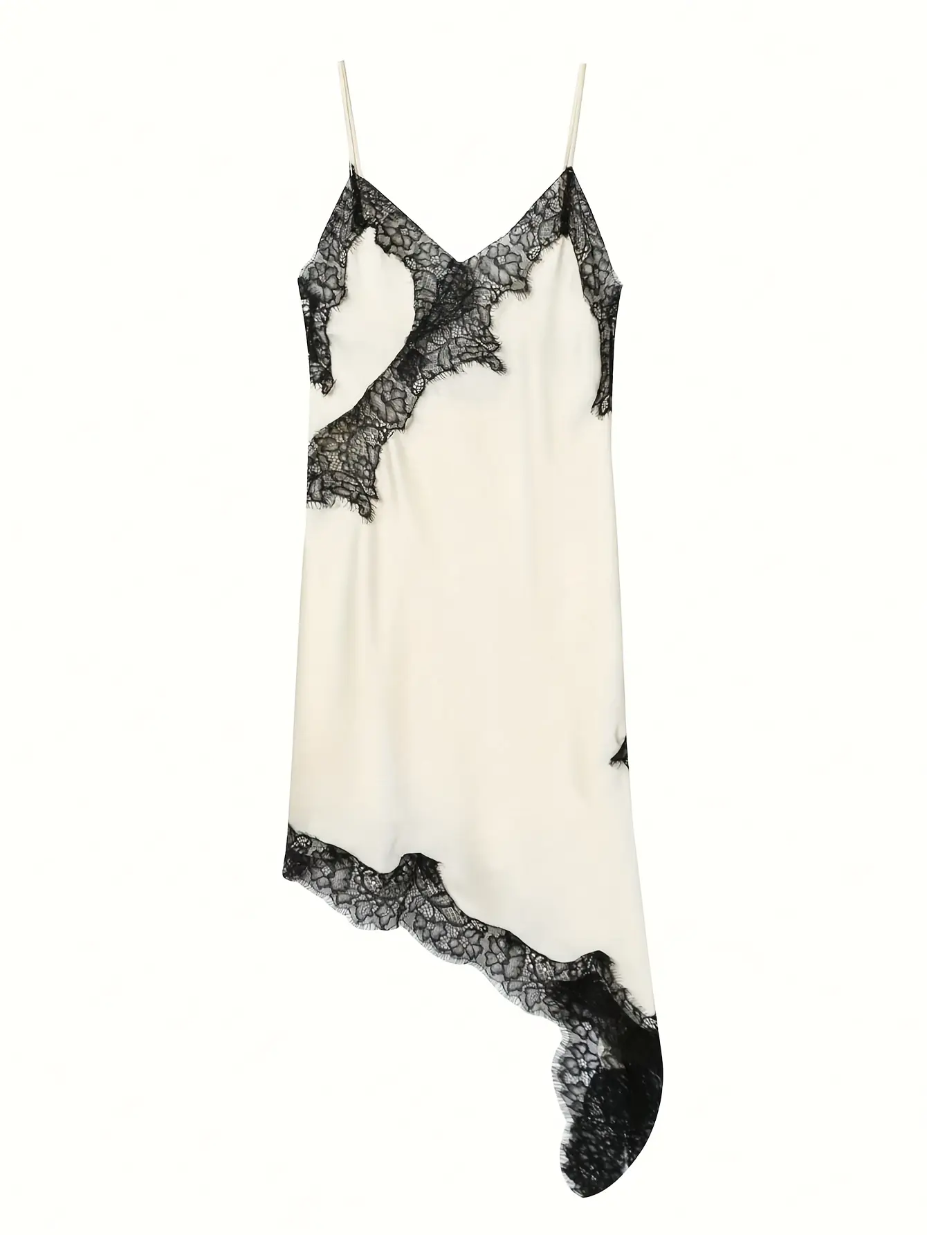 Women’s Ivory Asymmetric Lace Ruffle Mini Dress gallery view