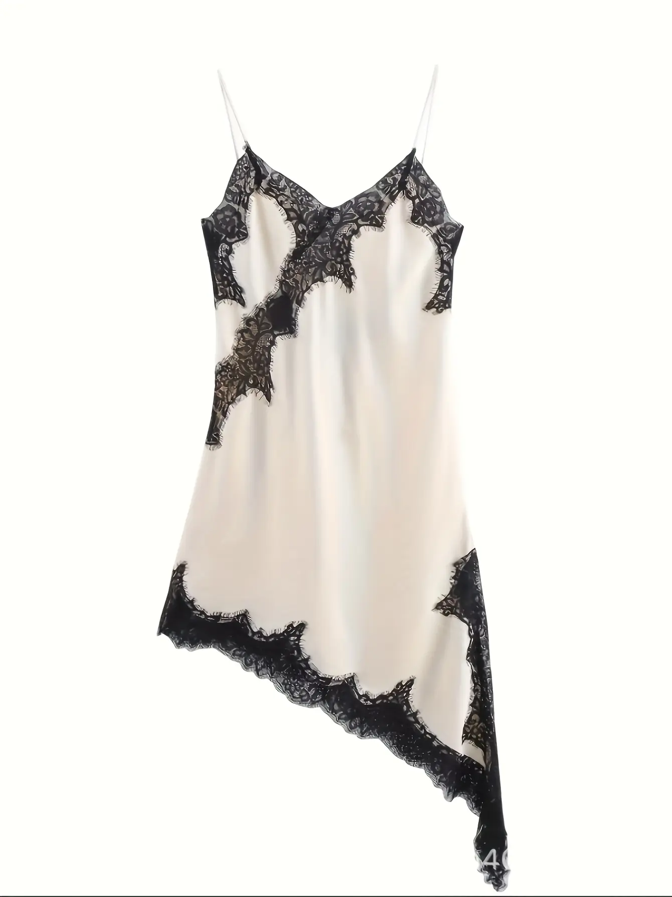 Women’s Ivory Asymmetric Lace Ruffle Mini Dress gallery view