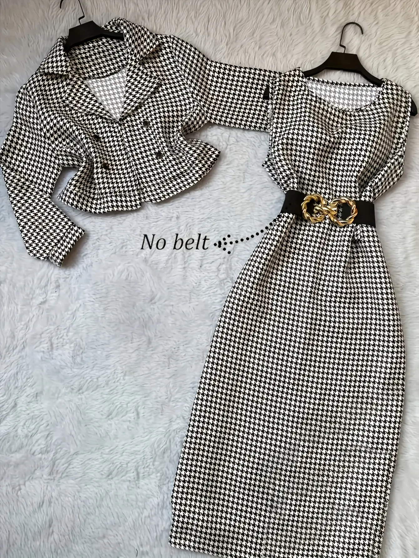 Women’s Houndstooth Dress and Button Cardigan Set gallery view
