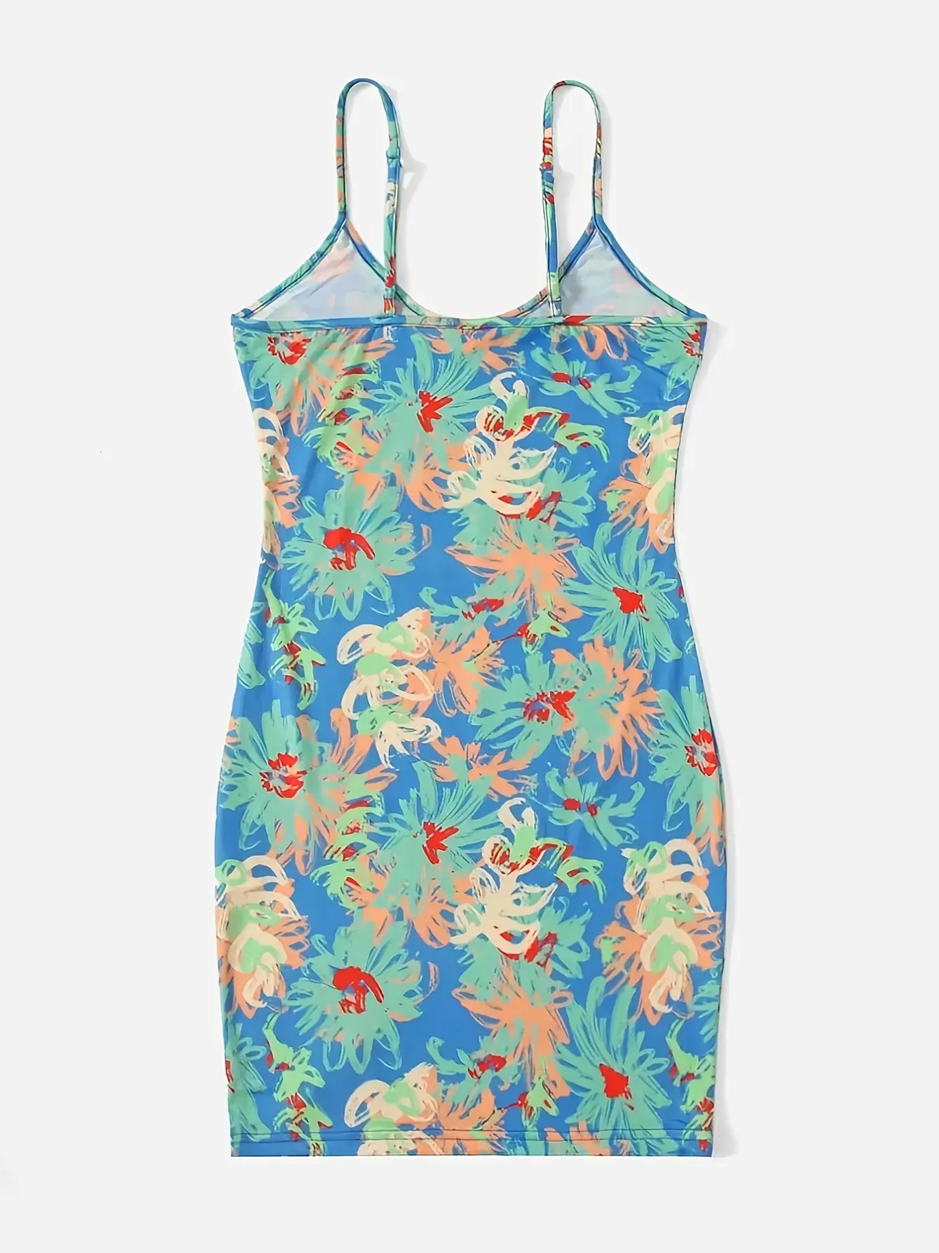 Women’s Blue Floral Spaghetti Strap Mini Dress gallery view