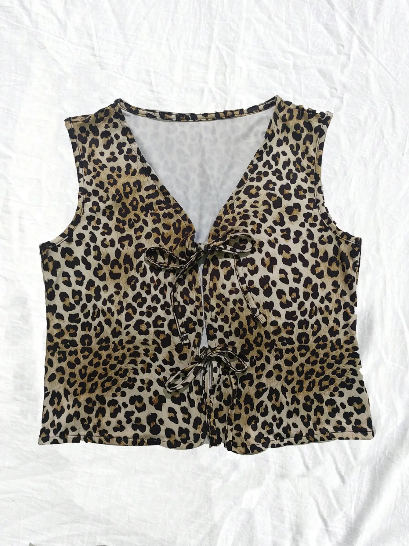 Women’s Leopard Print Tie-Front Vest Top gallery view