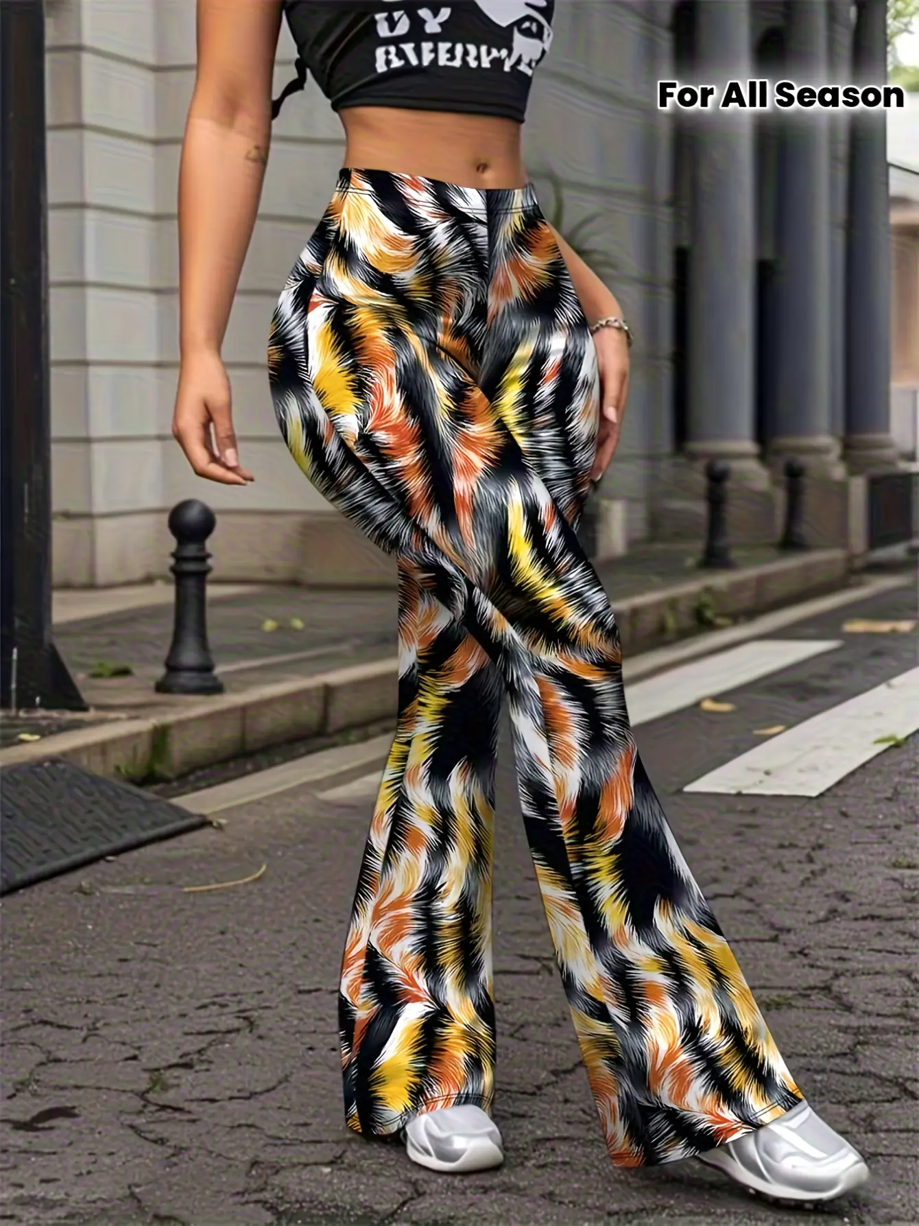 Women’s Y2K Abstract Print Flare Pants gallery view