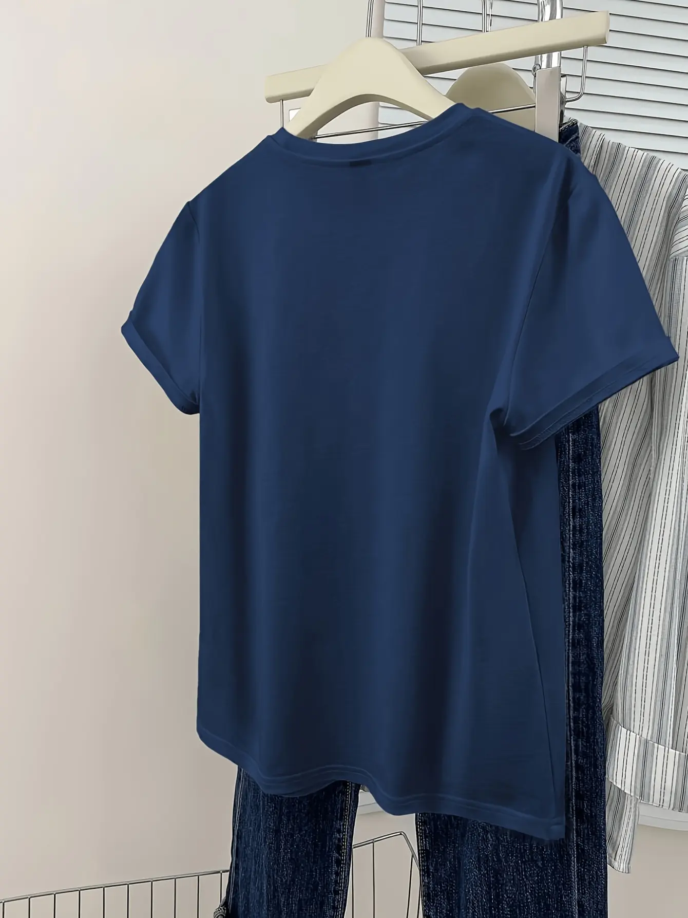 Women’s Royal Blue 3D Floral Appliqué T-Shirt gallery view