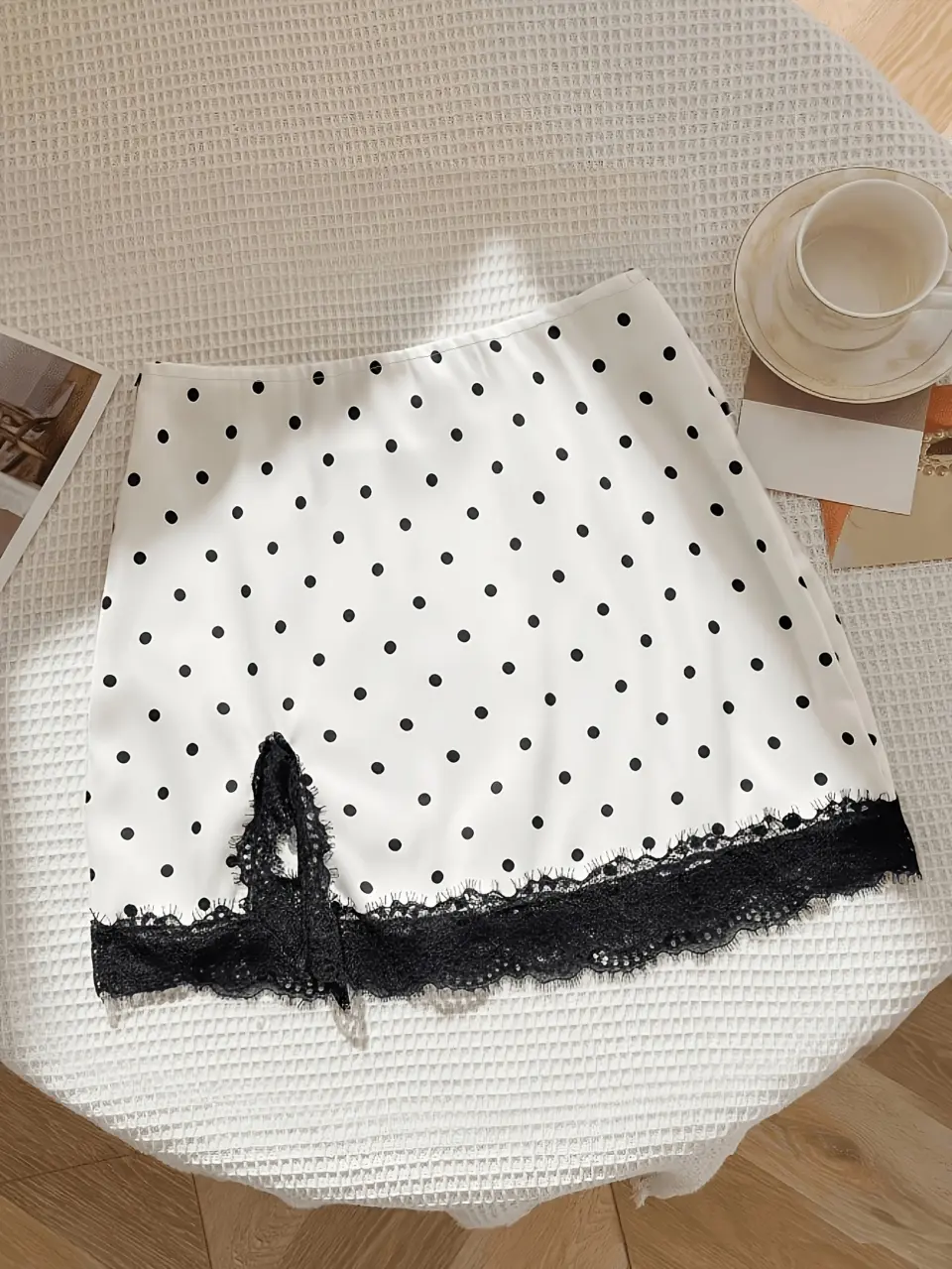 Women's Polka-Dot Lace-Trim Skirt