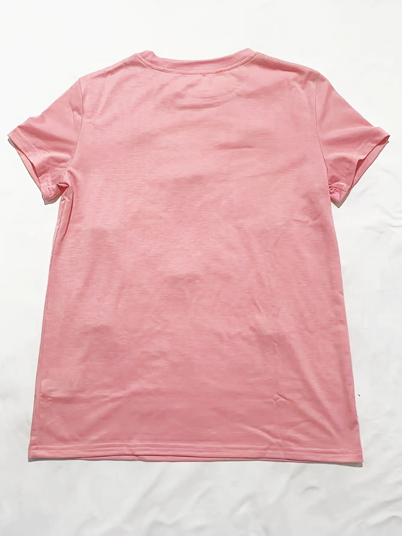 Back view of pink crew-neck T-shirt
