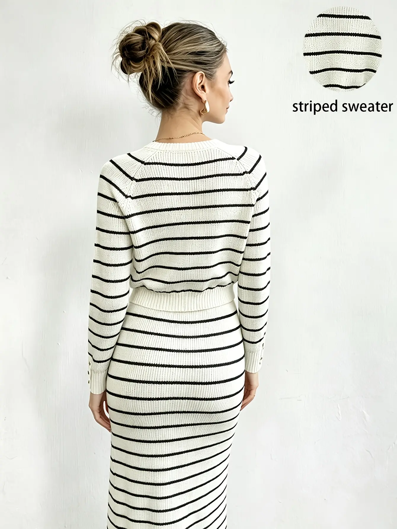 Women’s Striped Knit Top and Maxi Skirt Set gallery view